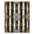 Vintage Navy Striped Wheat Regal Monogram Rug