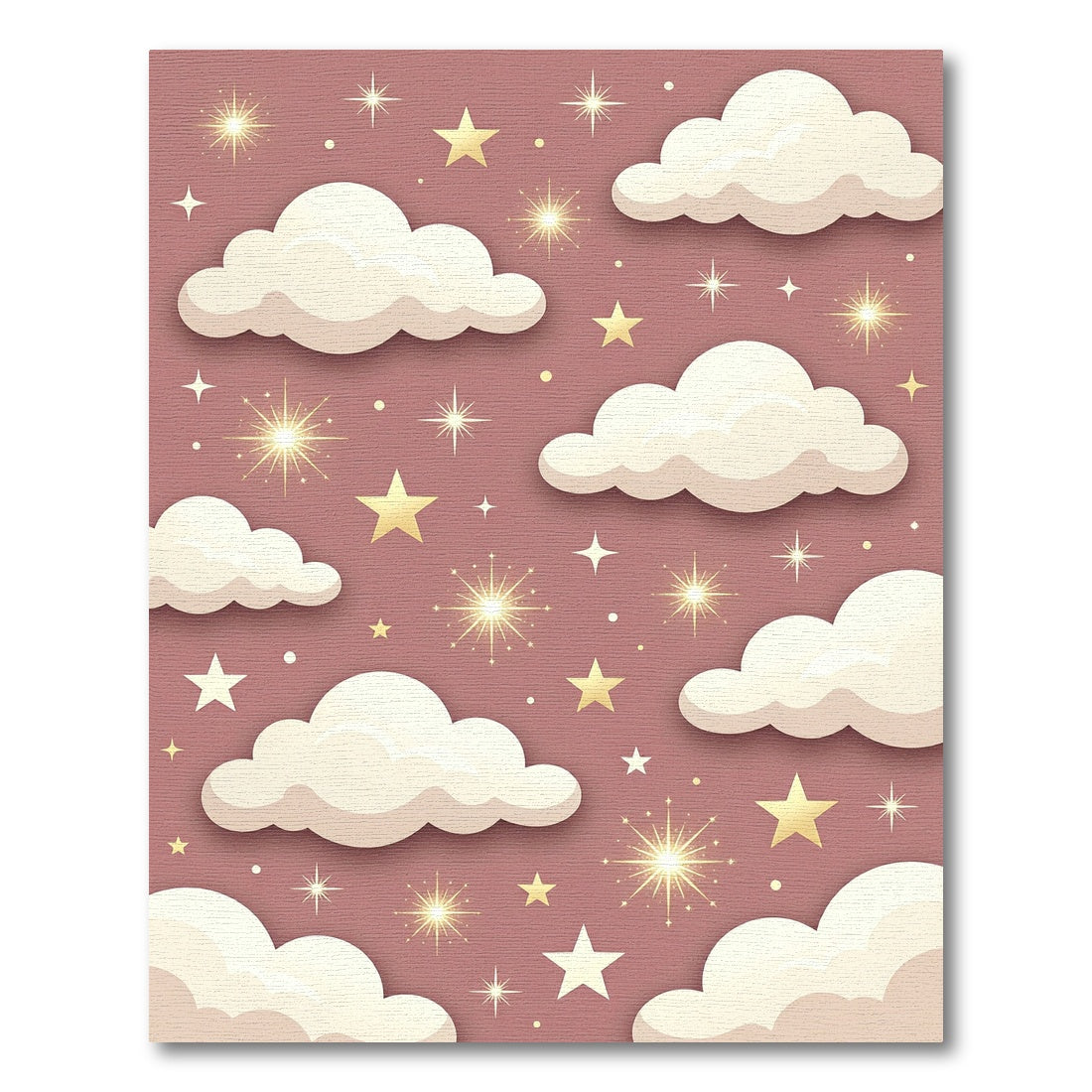 Dreamy Celestial Blush Clouds and Stars Rug