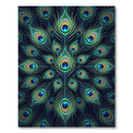 Vibrant Teal Peacock Feather Medallion Rug