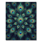 Vibrant Teal Peacock Feather Medallion Rug
