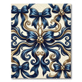 Elegant Navy Ribbon and Gold Scroll Rug