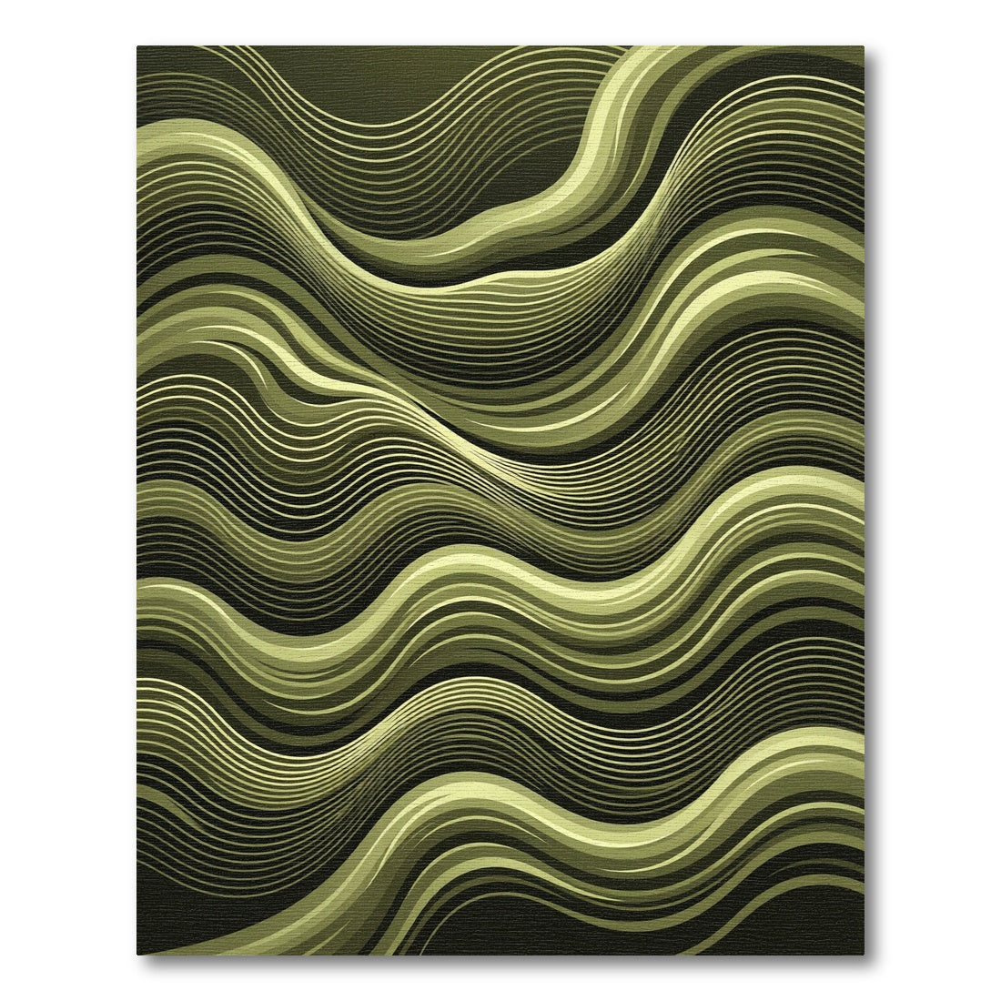 Olive Green Layered Stripe Rug