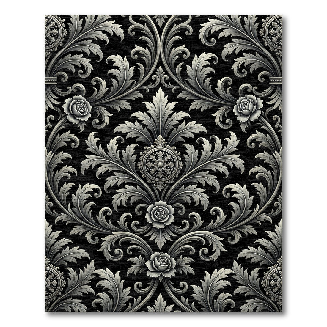 Ornate Floral Scrollwork Embellishment Rug