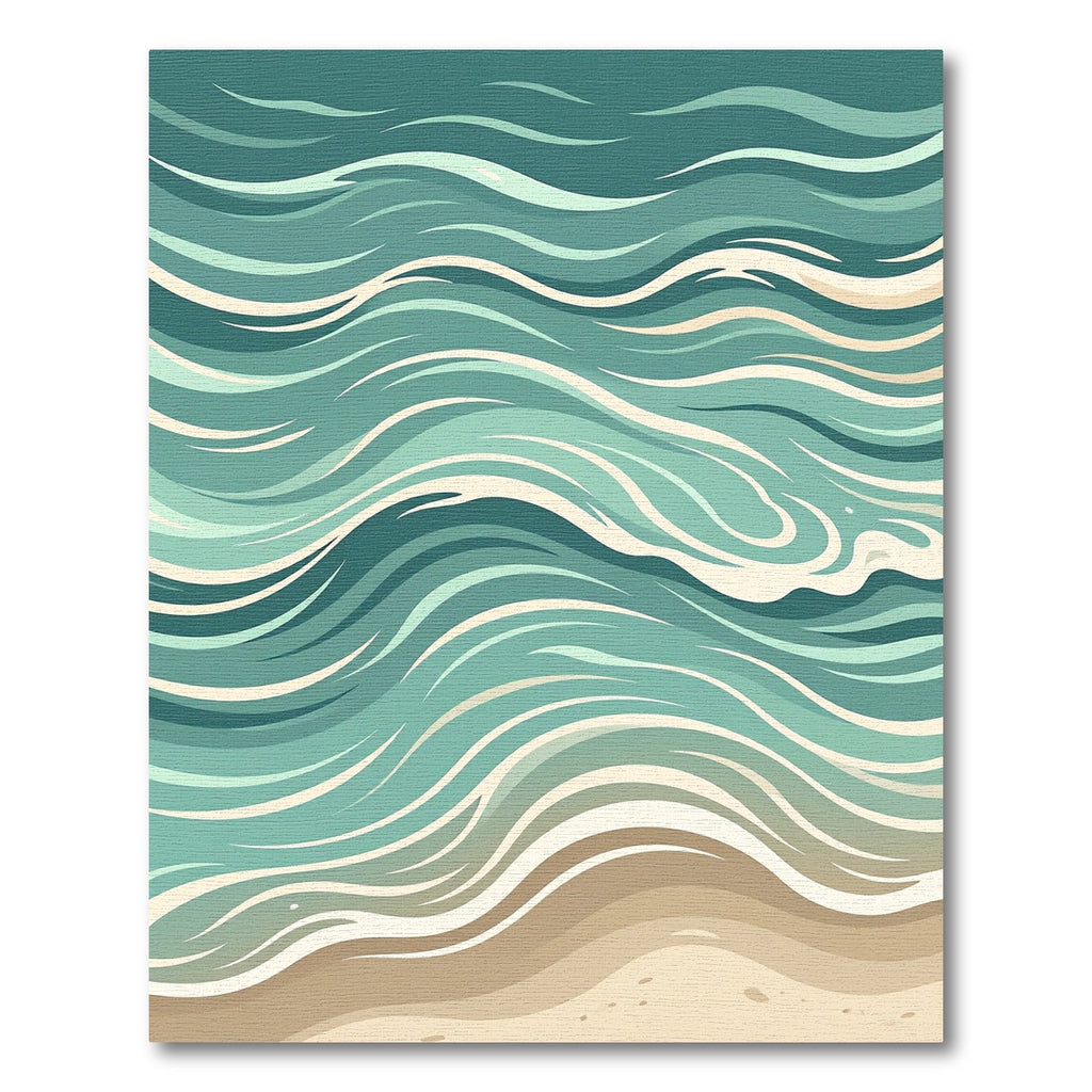 Abstract Teal Sea Wave Tapestry Rug