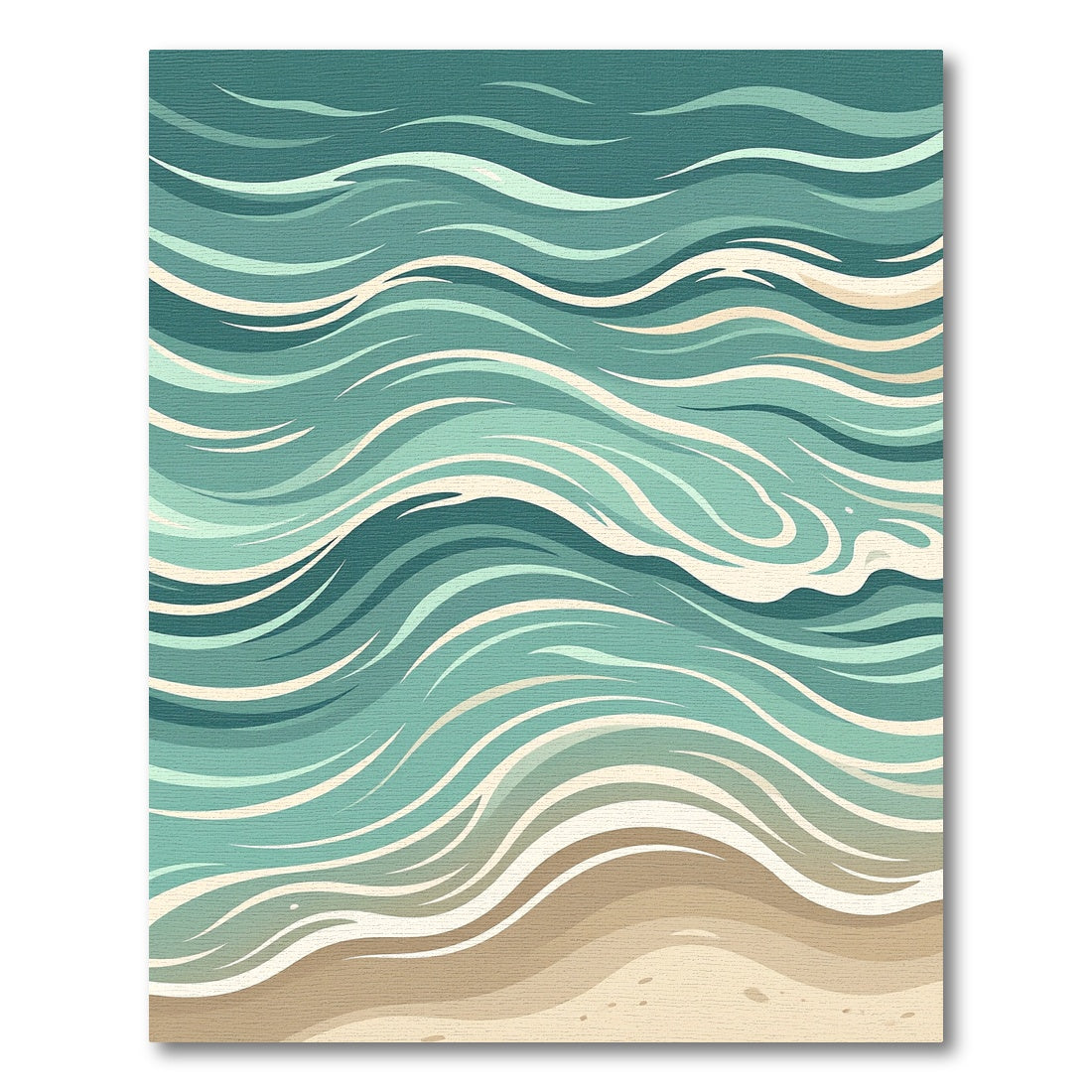 Abstract Teal Sea Wave Tapestry Rug