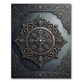 Ornate Silver Filigree Medallion Charcoal Grey Rug