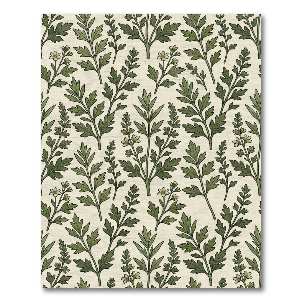 Sage Green Botanical Fern Foliage Rug