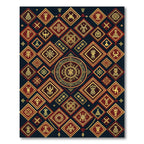 Golden Ethnic Celestial Diamond Art Rug