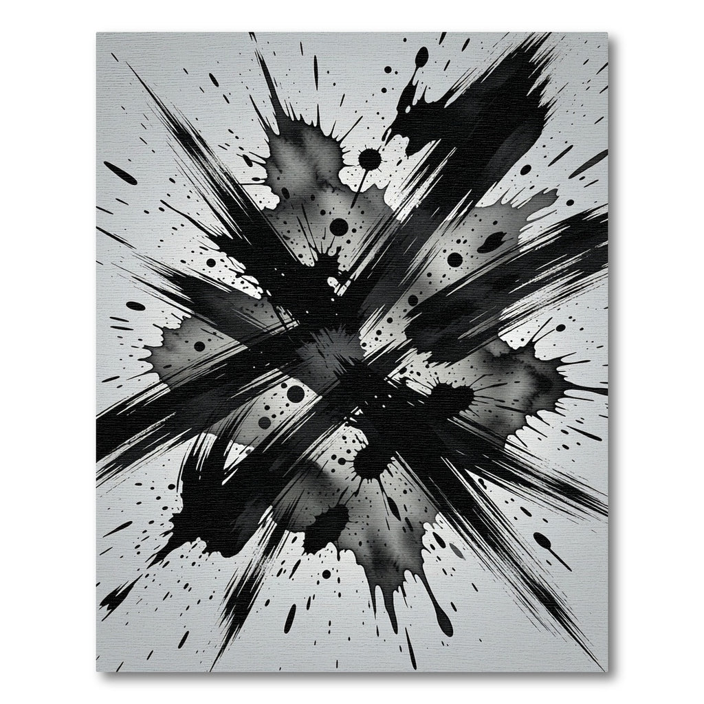 Monochromatic Black Ink Splash Abstract Rug