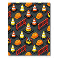 Industrial Orange Yellow Geometric Safety Scene Rug