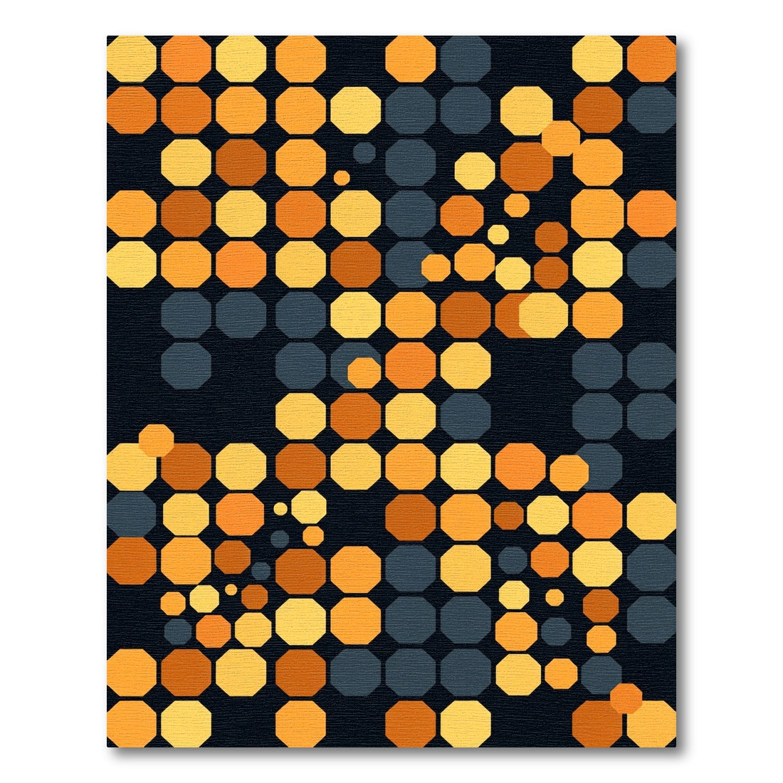 Modern Golden Octagon Geometric Grid Rug