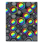 Vibrant Rainbow Geometric Hexagon Mosaic Rug