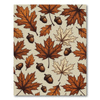 Autumnal Oak Leaf and Acorn Illustration Rug
