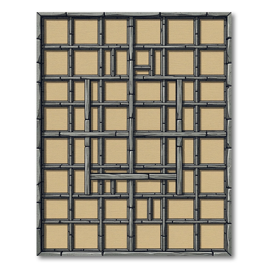 Rustic Stone Grid Abstract Rug