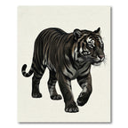 Striking Dark Tiger Walking Silhouette Rug