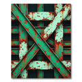 Green Red Grunge I Beam Rug