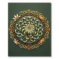 Elegant Olive Chrysanthemum Floral Medallion Rug