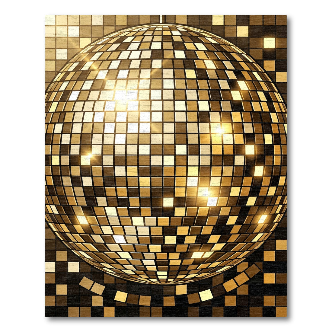 Golden Metallic Disco Mirror Sphere Rug