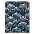 Elegant Slate Blue Art Deco Fan Rug