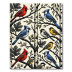 Birch Forest Songbird Illustration Rug