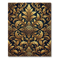 Ornate Gold Acanthus Damask Navy Rug