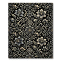 Ornate Black Floral Damask Rug