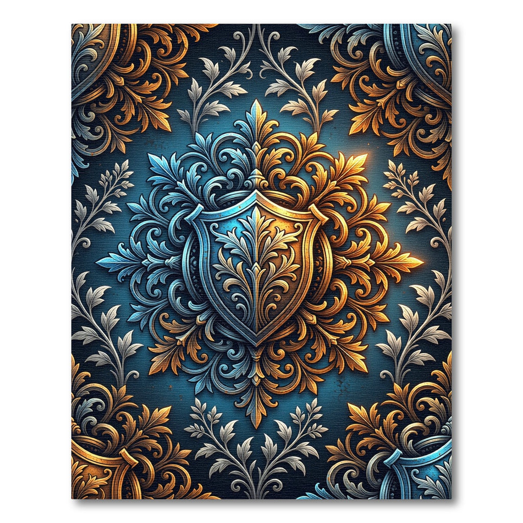 Dual Tone Ornate Floral Shield Rug