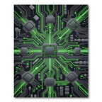 Luminous Cyber Circuitry Neon Grid Rug