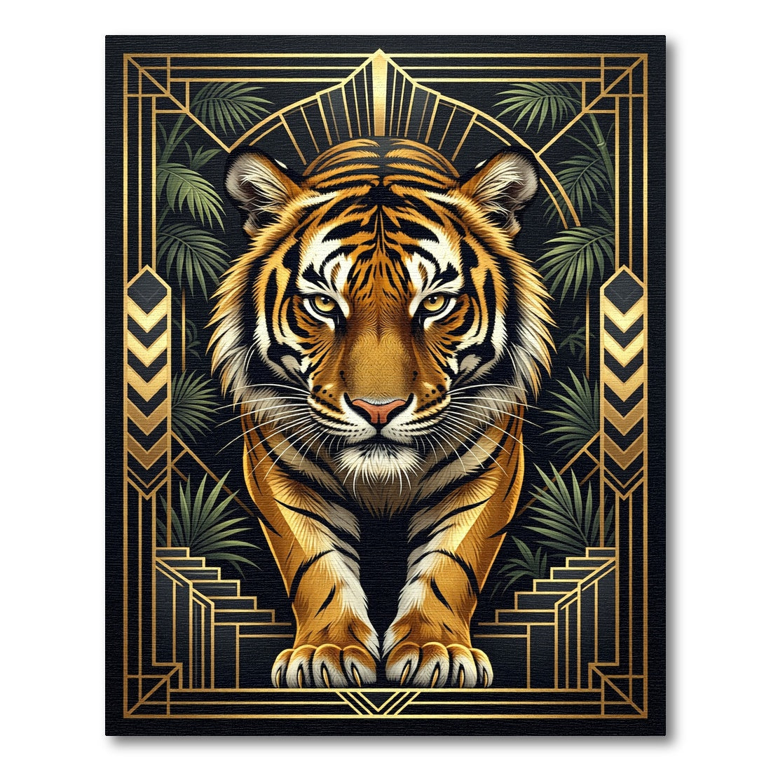 Golden Tiger Art Deco Jungle Rug