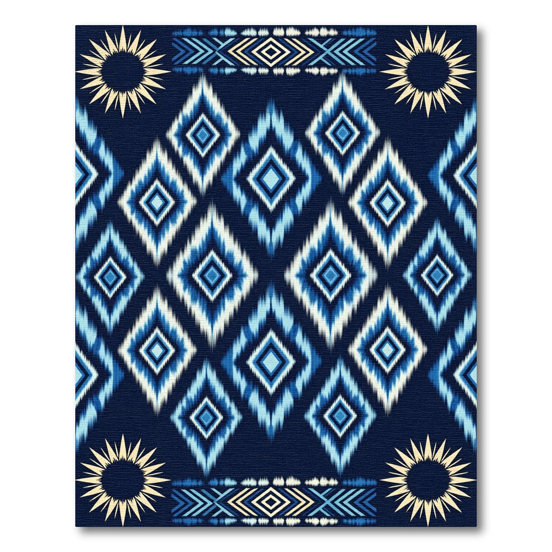 Navajo Blue Diamond Sunburst Tribal Rug