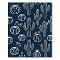 Navy Blue Botanical Cactus Silhouette Rug