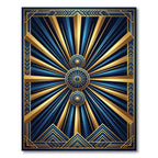 Art Deco Gold and Sapphire Radiant Rug