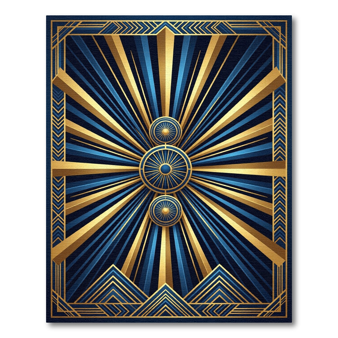Art Deco Gold and Sapphire Radiant Rug