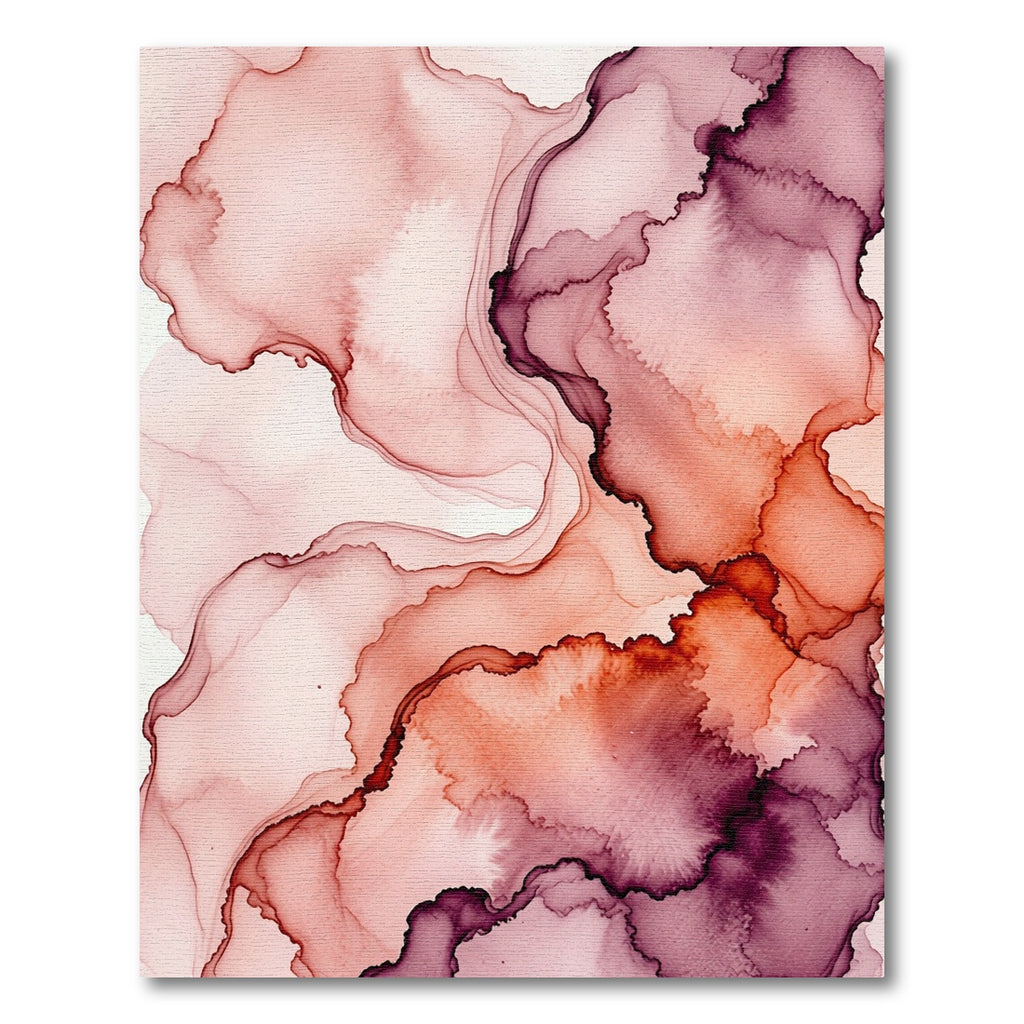 Fluid Abstract Crimson Wine Watercolor Rug