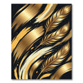 Elegant Golden Feather Abstract Brushstroke Rug