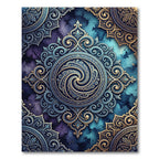 Elegant Navy Golden Swirl Medallion Rug