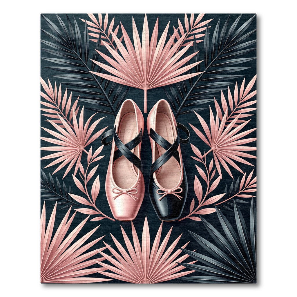 Blush and Ebony Tropical Palm Ballet Flat Rug