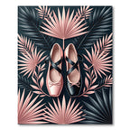Blush and Ebony Tropical Palm Ballet Flat Rug