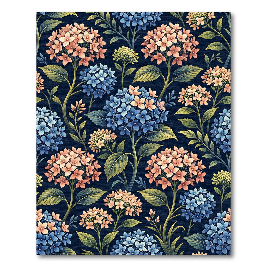 Navy Blue Botanical Hydrangea Bloom Rug