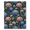Navy Blue Botanical Hydrangea Bloom Rug