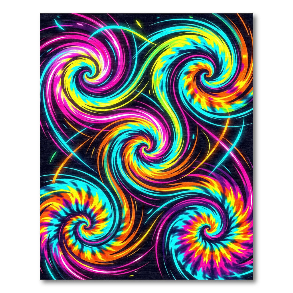 Vibrant Neon Cosmic Spiral Swirl Rug