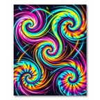 Vibrant Neon Cosmic Spiral Swirl Rug