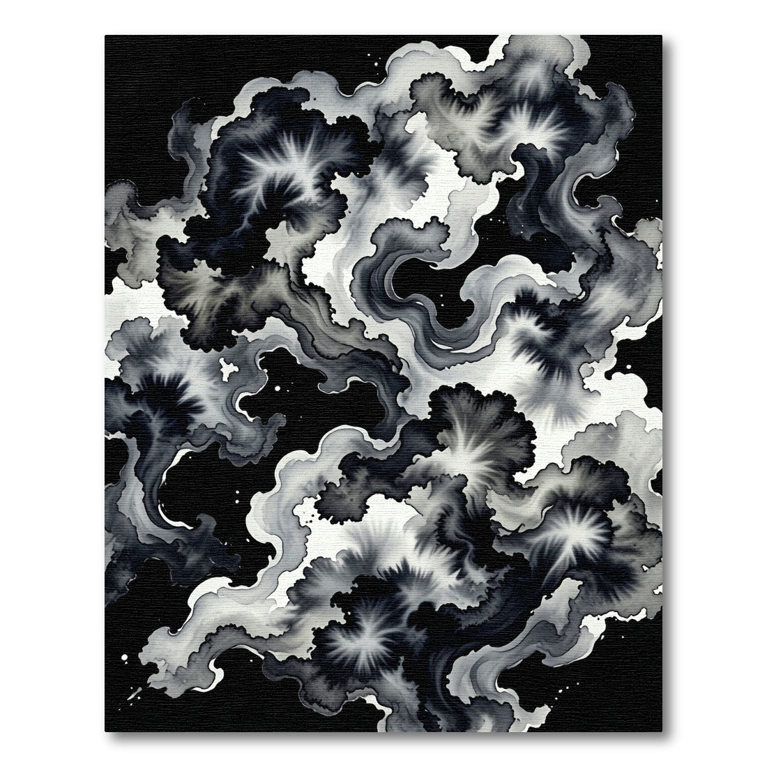 Monochromatic Abstract Fluid Ink Swirl Rug