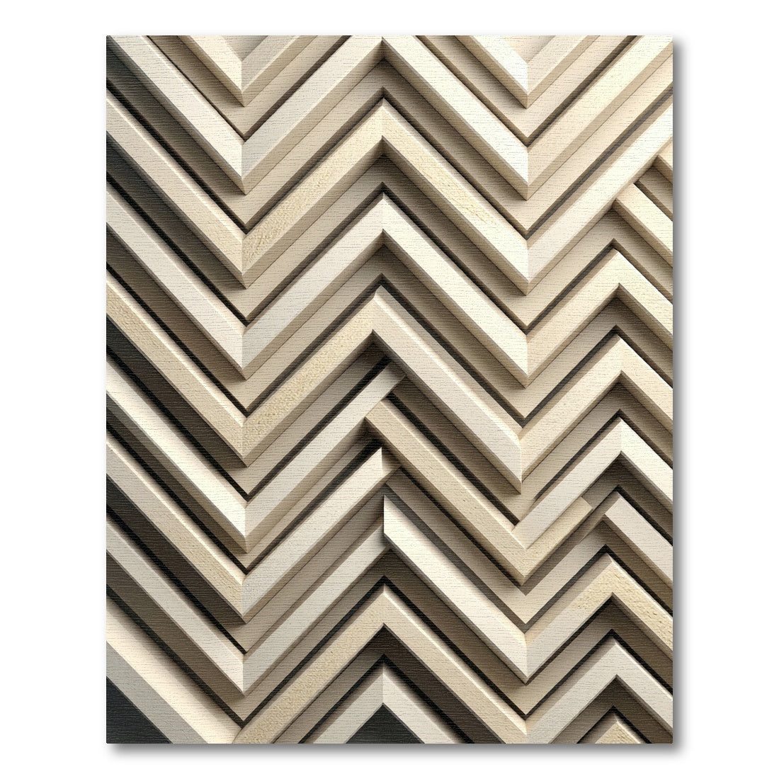 Neutral Wood Tone Chevron Layered Rug