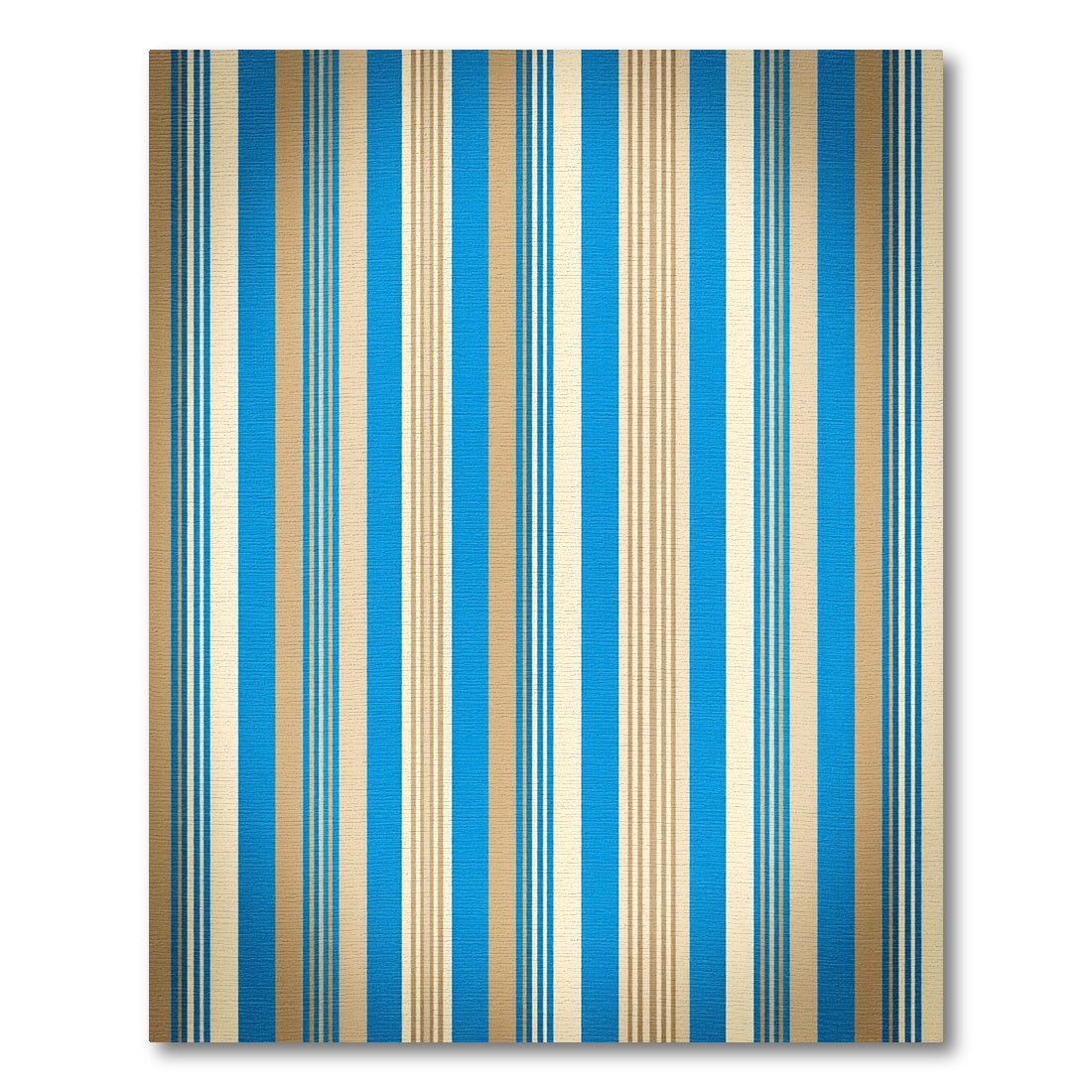 Vibrant Blue and Tan Pinstriped Accent Rug