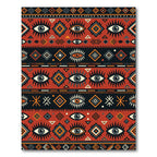 Red Ochre Tribal Eye Motif Rug