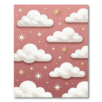 Dreamy Dusty Rose Celestial Starry Sky Rug