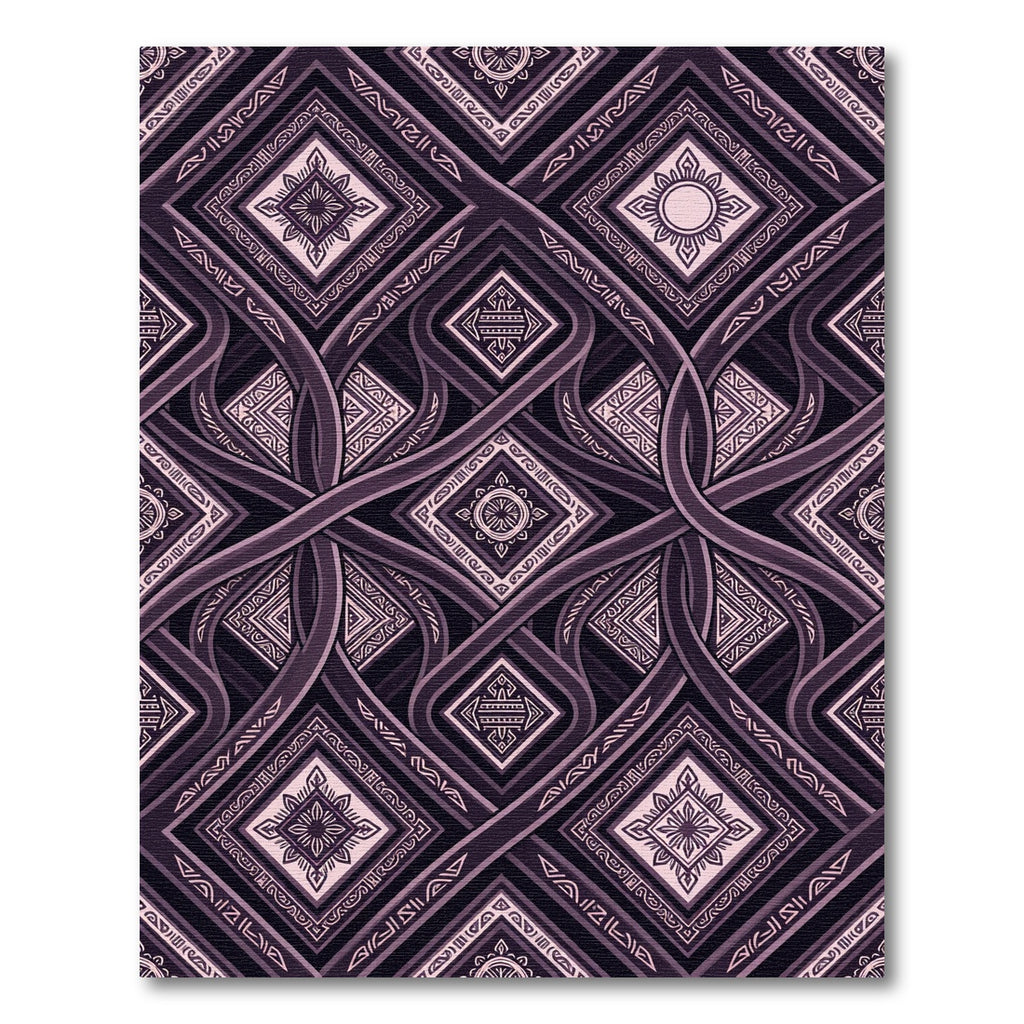 Deep Plum Interlocking Geometric Diamonds Rug