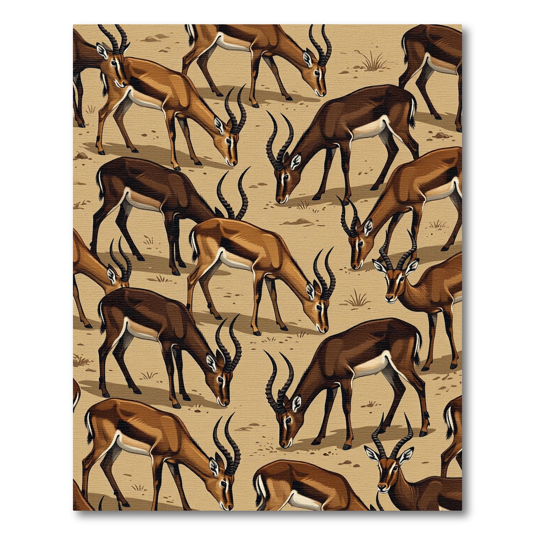 Golden Savanna Gazelle Wildlife Herd Rug