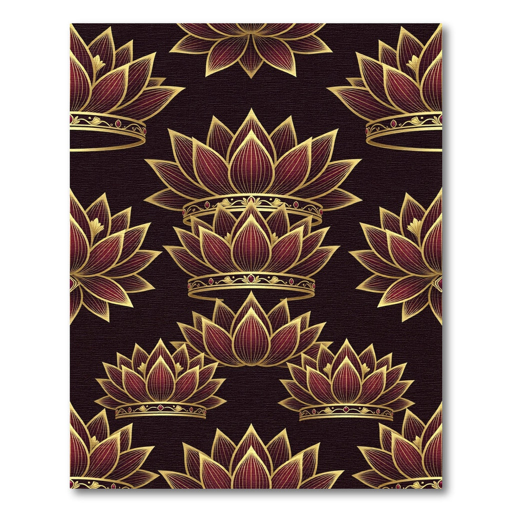 Golden Crimson Lotus Royal Crown Rug